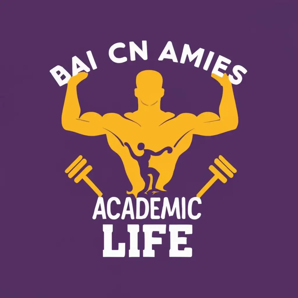 logo, gym, weight, athlete, with the text "Academic life", typography, be used in Sports Fitness industry