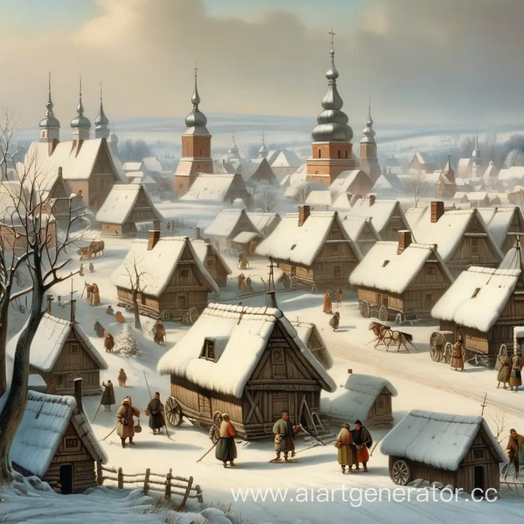 Winter-Village-Scene-17th-Century-Slavic-Settlement