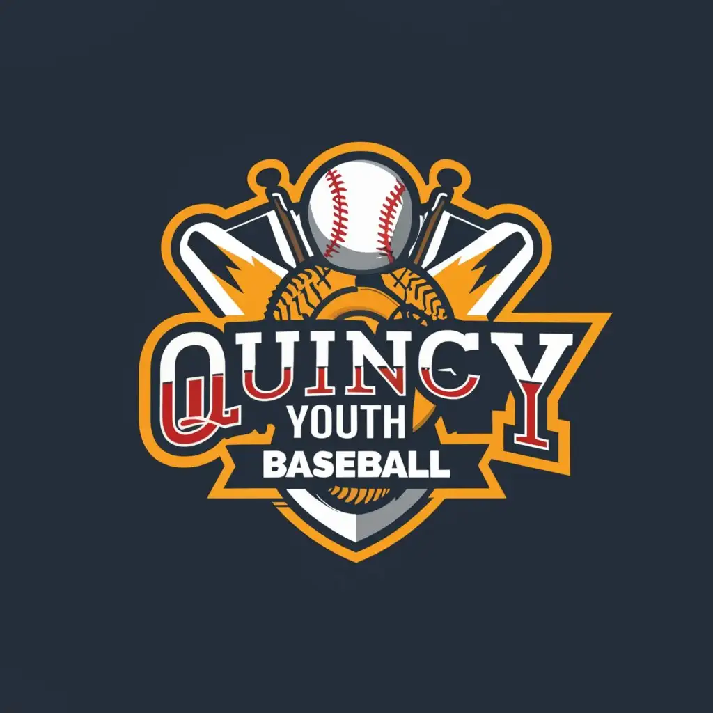 a logo design, with the text 'Quincy Youth Baseball', main symbol:baseball, Moderate, be used in Sports Fitness industry, clear background