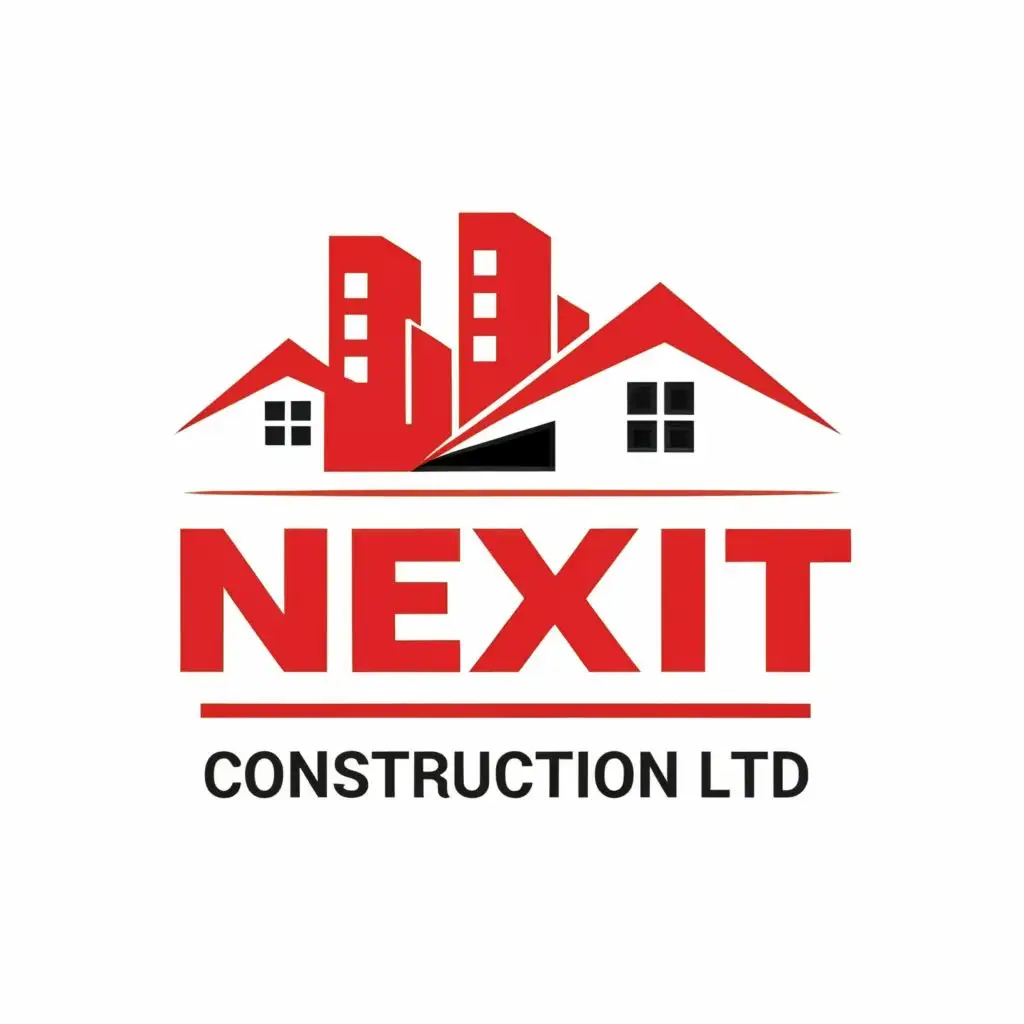 logo, Civil work building and construction
Red and black, with the text "Nexit Construction Ltd", typography, be used in Construction industry
