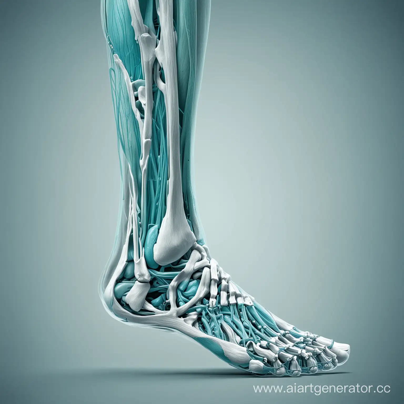 Anatomical-Illustration-of-Ankle-Muscles-and-Bones-in-Blue-Turquoise-Tones