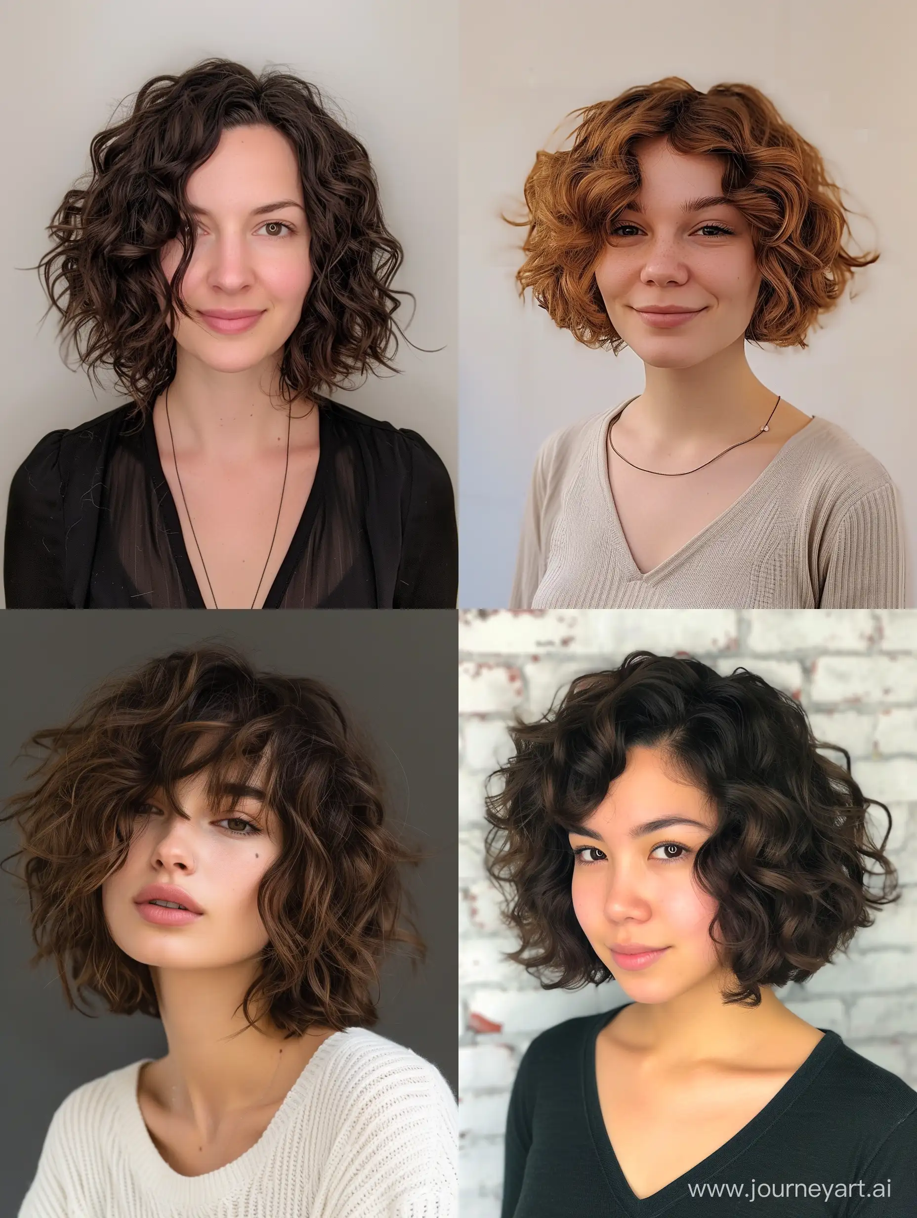 Trendy Curly Bob Haircuts for Women in Spring 2024 Midjourney Prompt