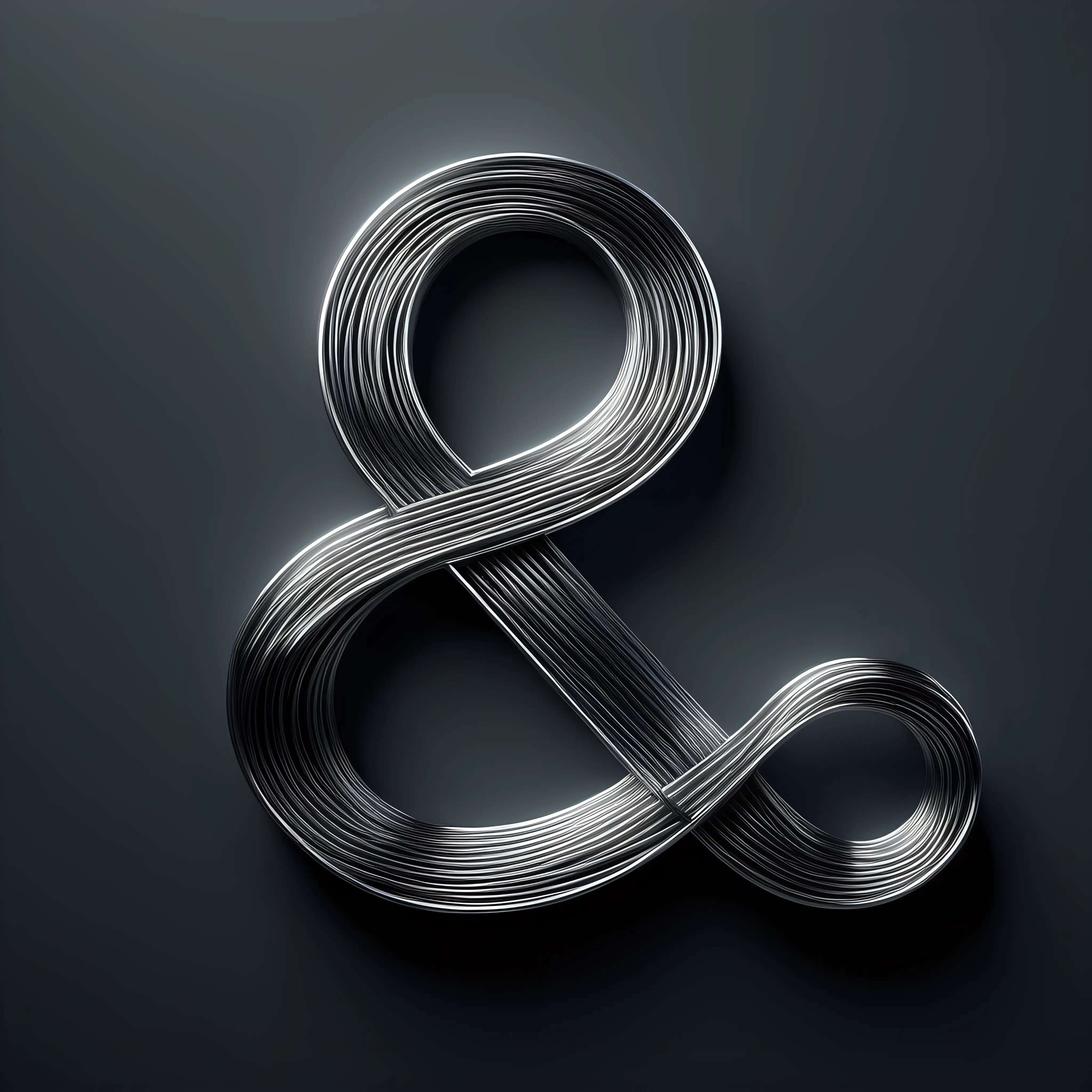 Crafting Metallic Silver Ampersand Symbol on Dark Gray Background