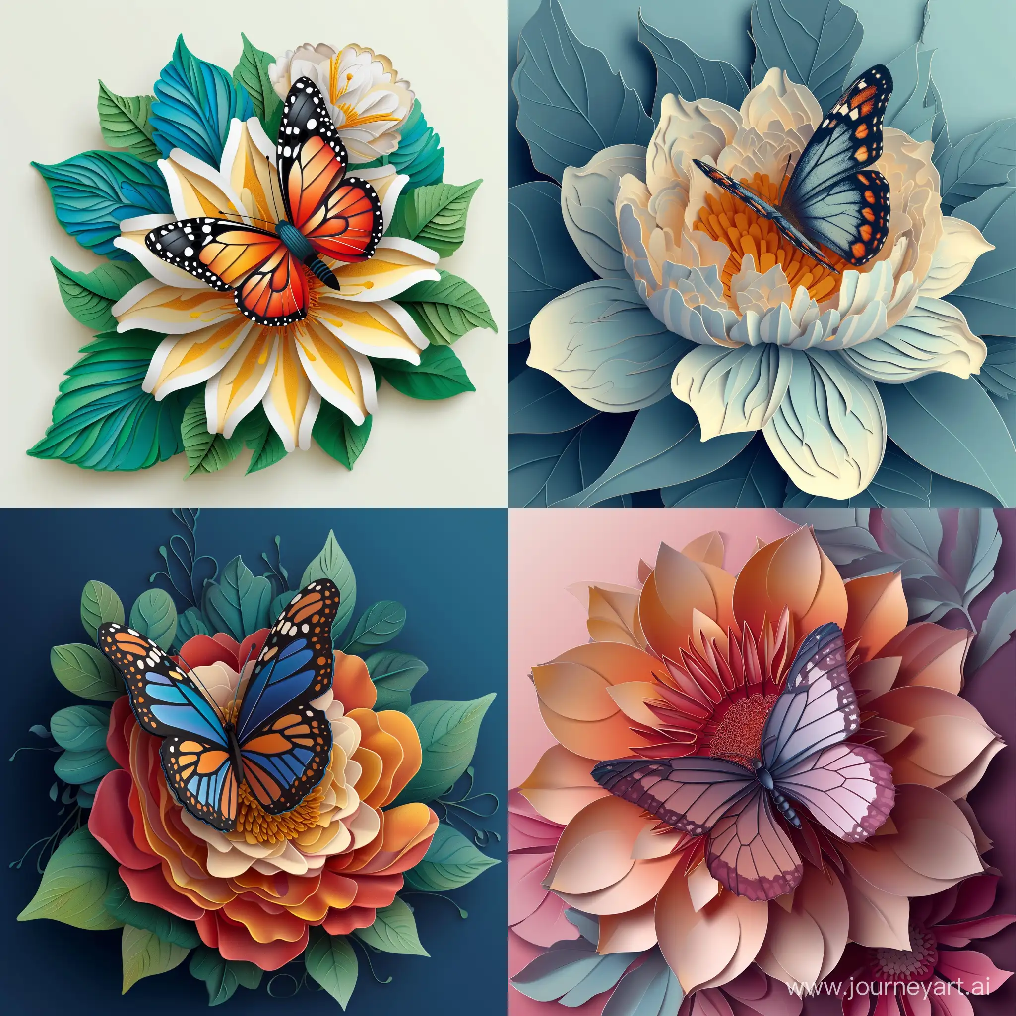 Exquisite-Vector-Cut-Paper-Butterfly-on-Beautiful-Flower-Art