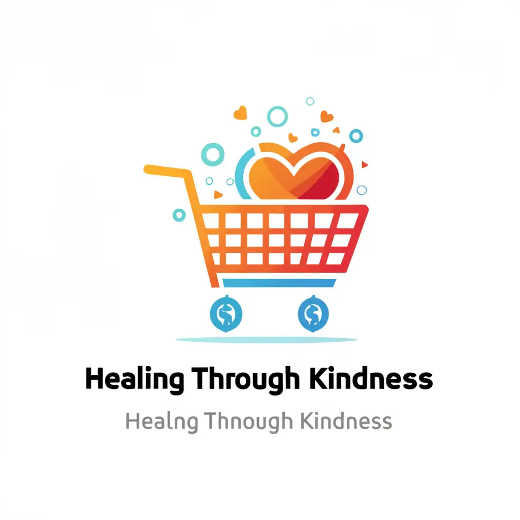 a logo design,with the text "Healing Through Kindness", main symbol:Heart, Shopping Cart, Dollar,complex,be used in Internet industry,clear background