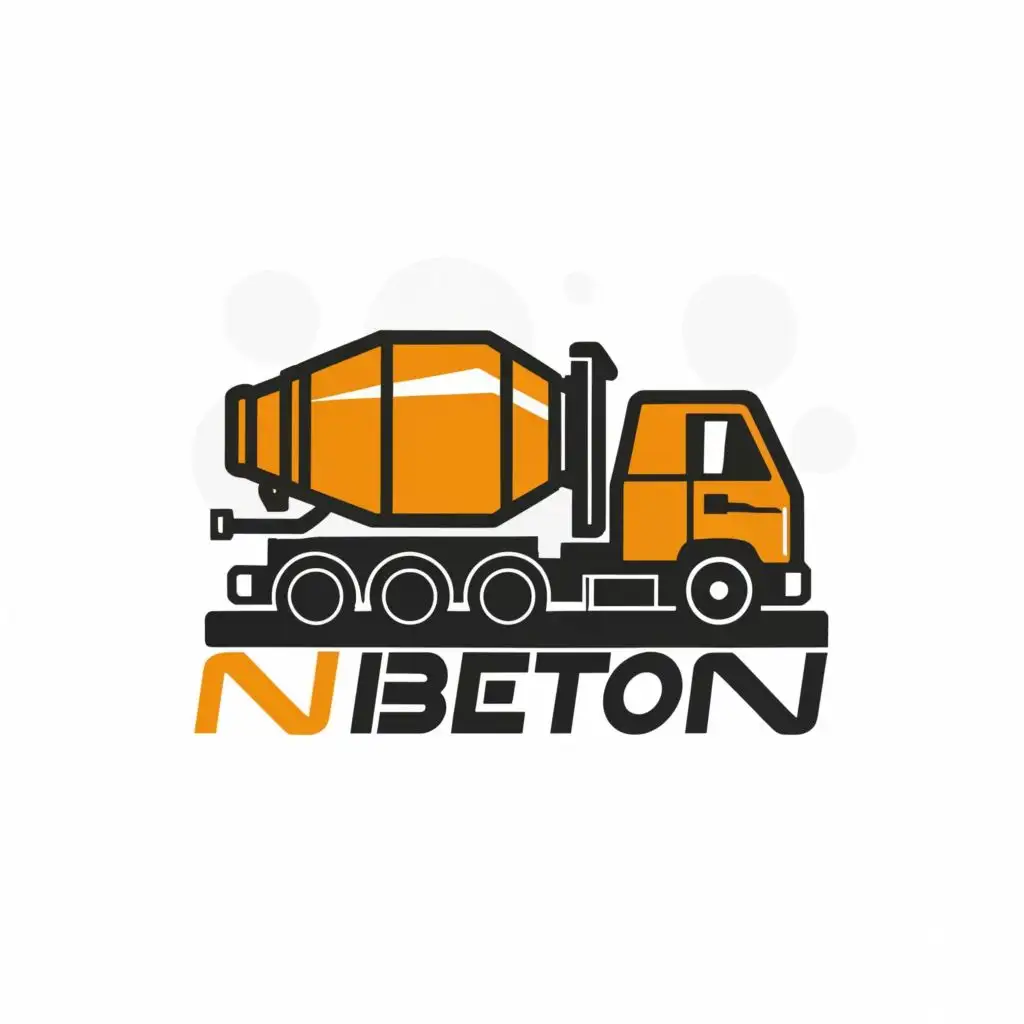 logo, concrete mixer truck, with the text "Nbeton", typography