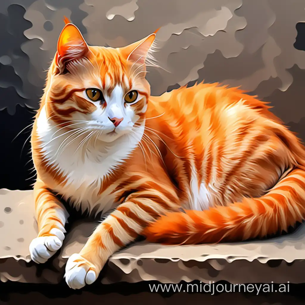 Orange cat, oil painting style
