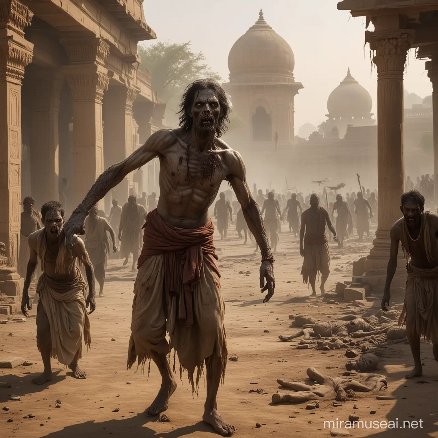Undead Horde Rampaging Through Ancient Indian Streets