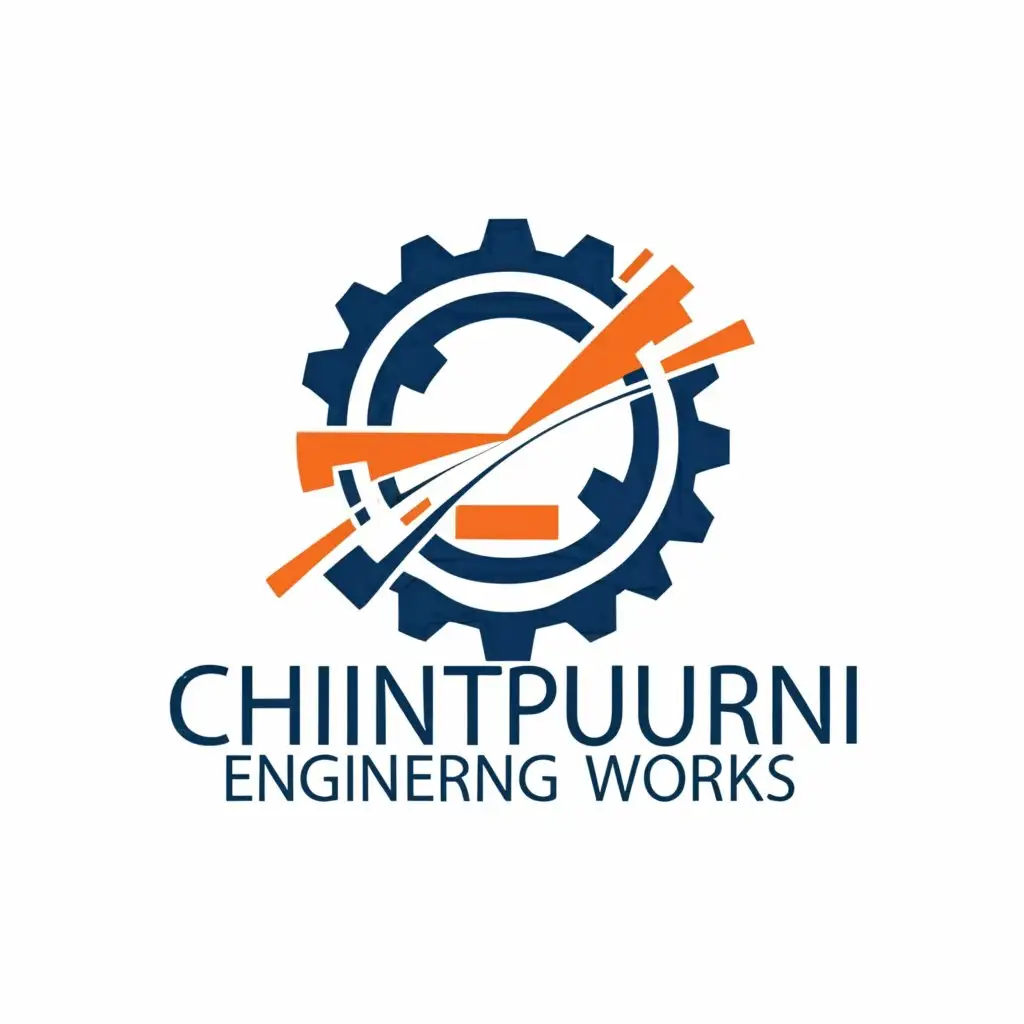 a logo design,with the text "Chinttpurni Engineering Works", main symbol:Rail tracks , Furnace, engineering,Moderate,clear background