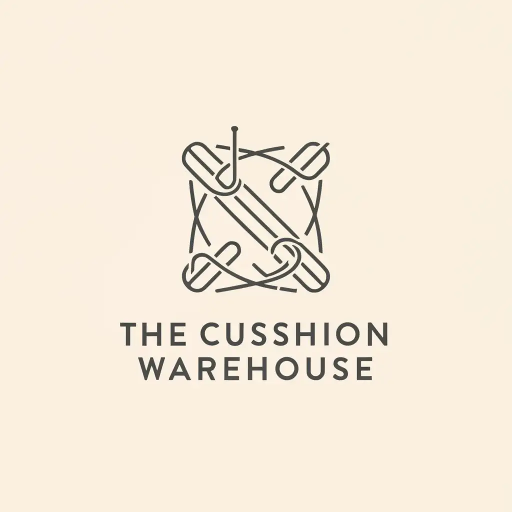 a logo design,with the text "The Cushion Warehouse", main symbol:cushion, sewing, stitching, continuous line drawing,Minimalistic,clear background