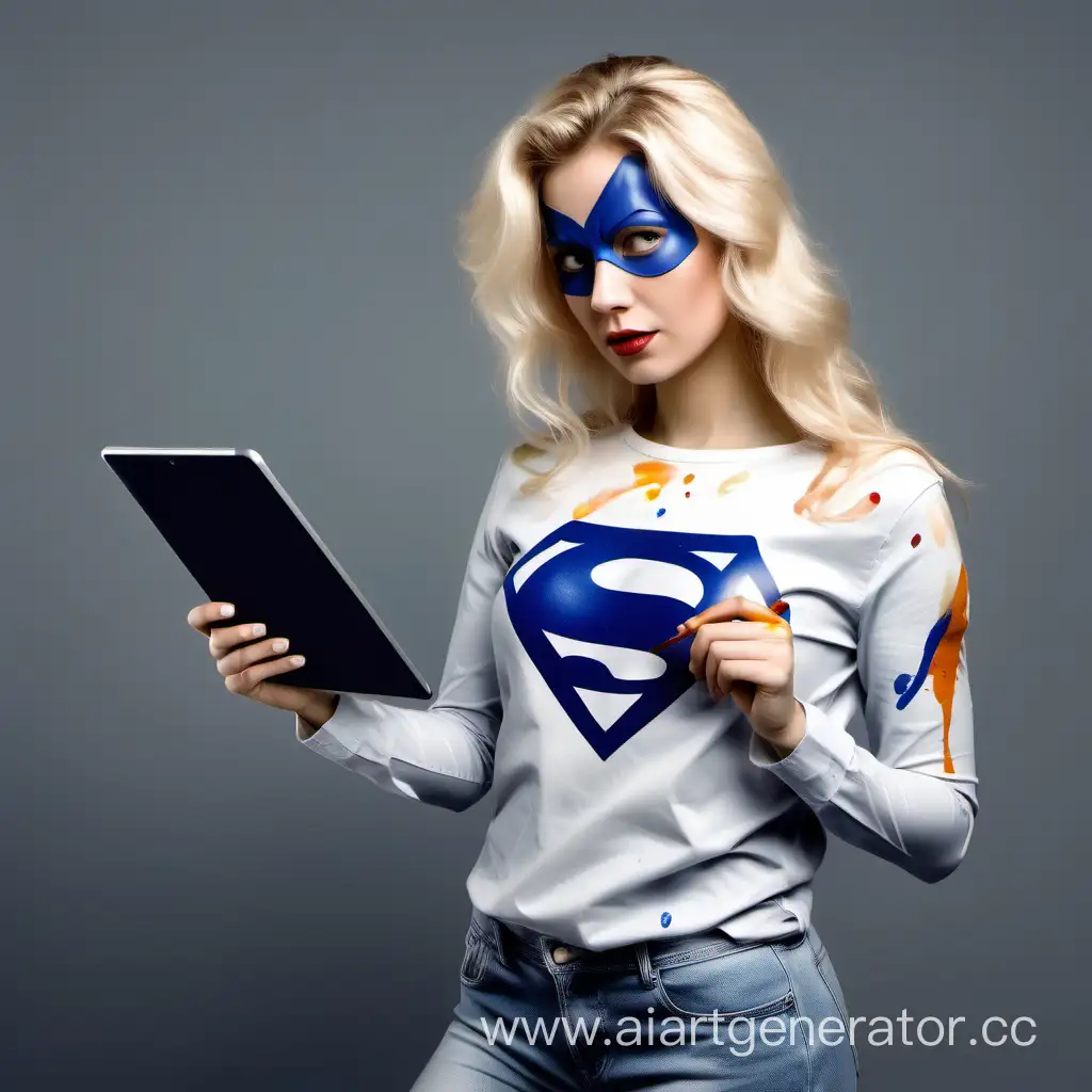Blonde-Superhero-Woman-with-Tablet-Digital-Power-and-Painted-Grace