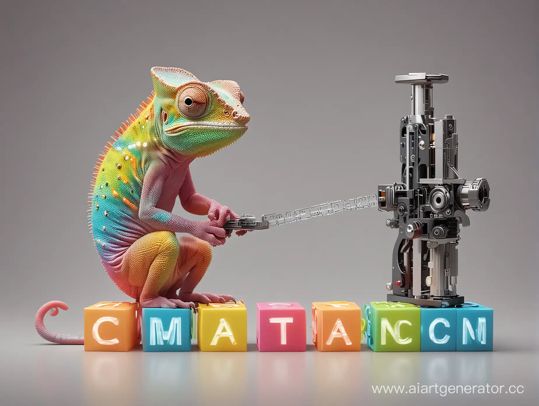 Colorful-Chameleon-with-Miniature-CNC-Machine-and-3D-Printer