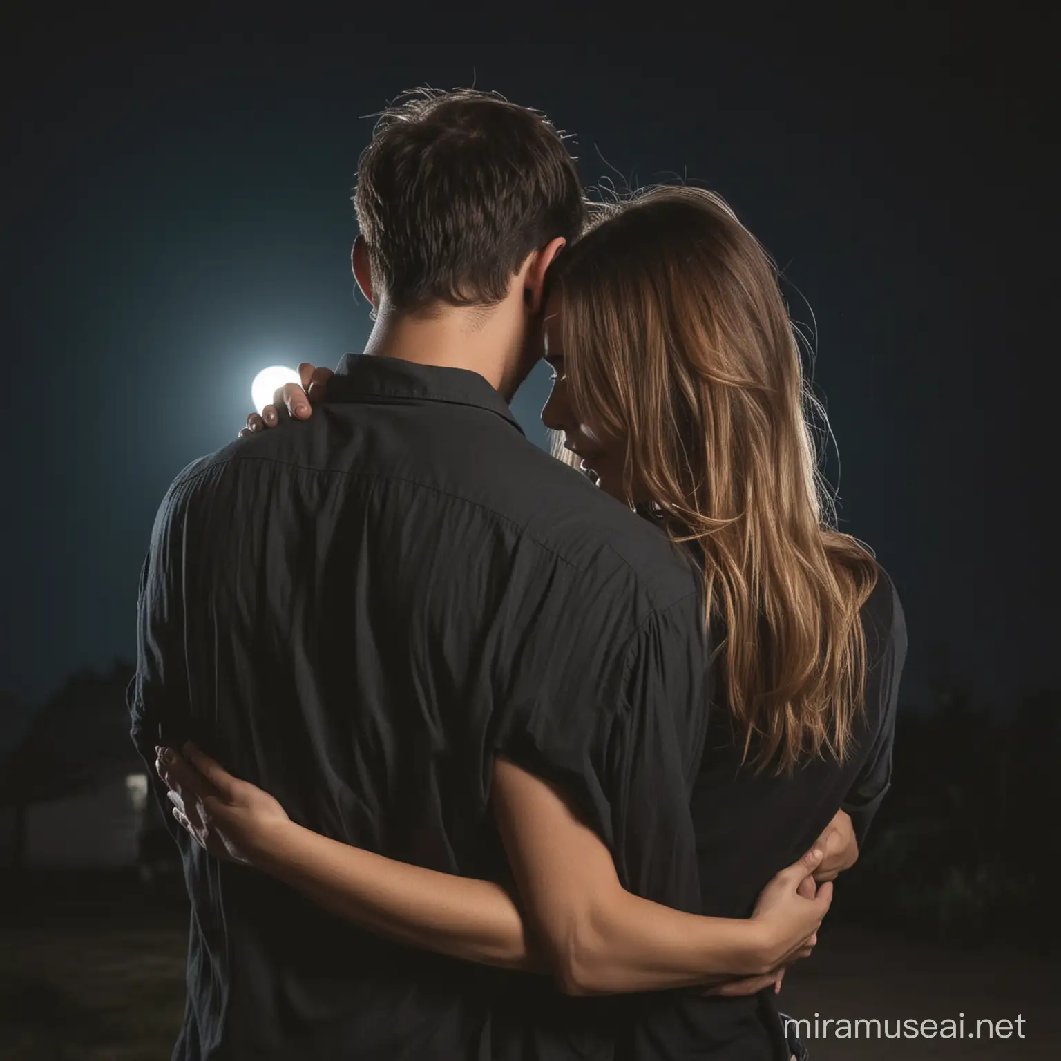 Romantic 35YearOld Couple Embracing at Night