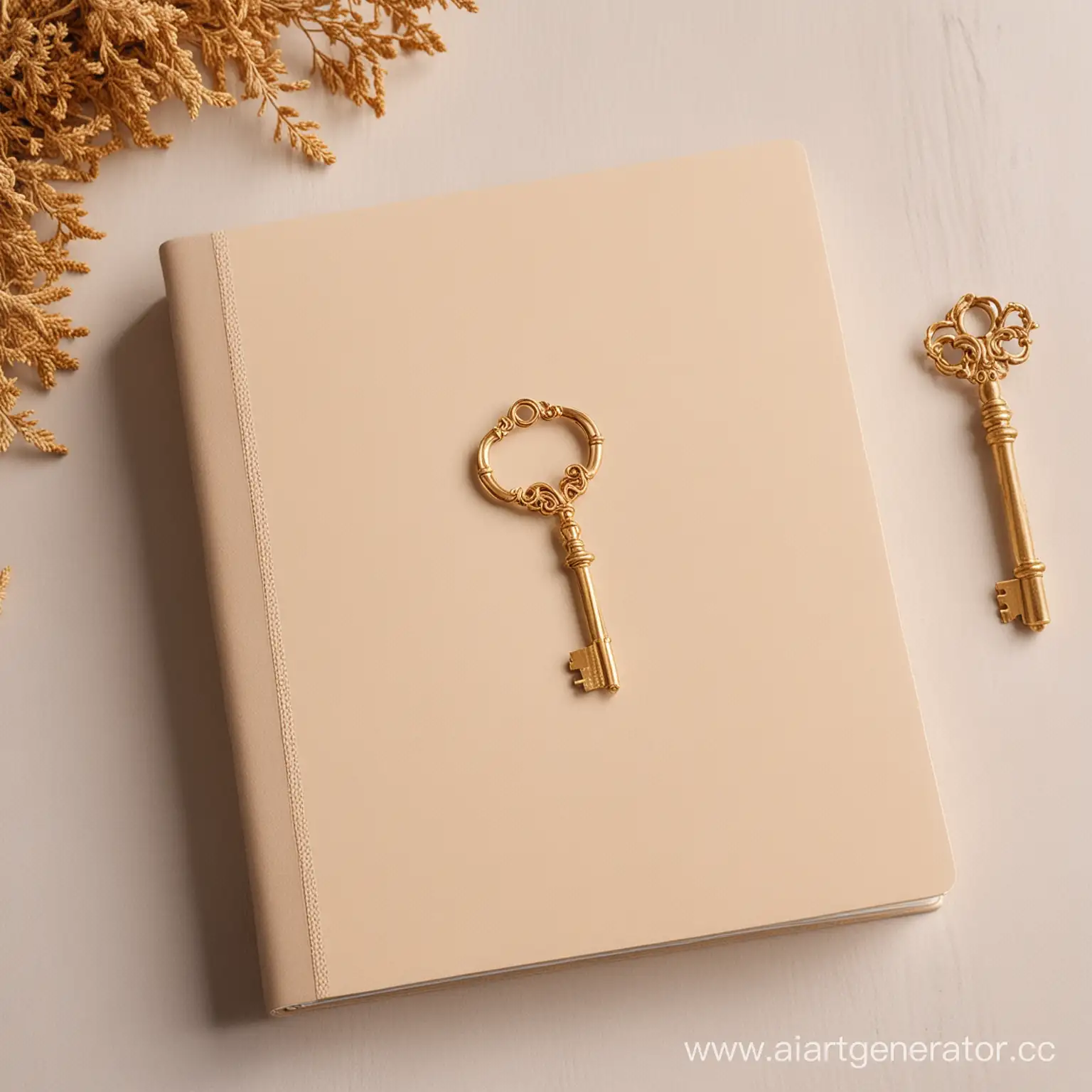 Minimalist-Beige-Photo-Album-with-Golden-Key-Design