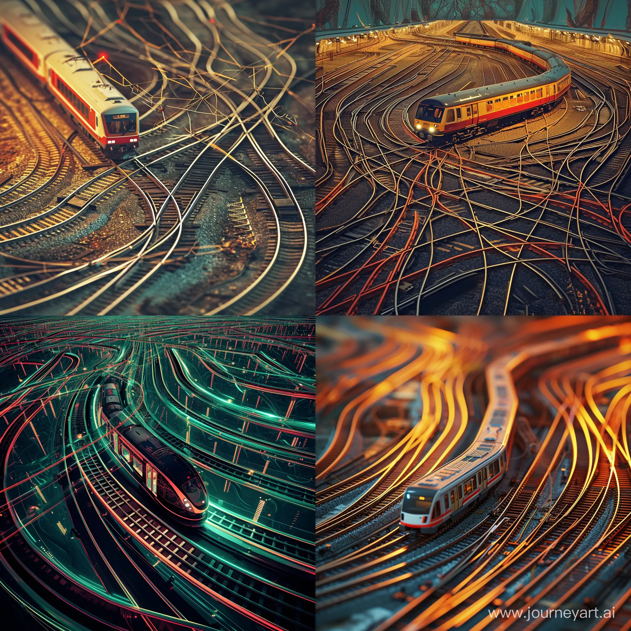 A stylized image of a train navigating a complex network of tracks, representing the challenge of finding relevant data within an organization