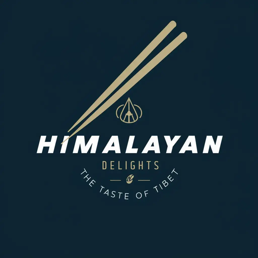 logo, chopsticks, with the text "Himalayan delights
The taste of Tibet", typography, be used in Restaurant industry