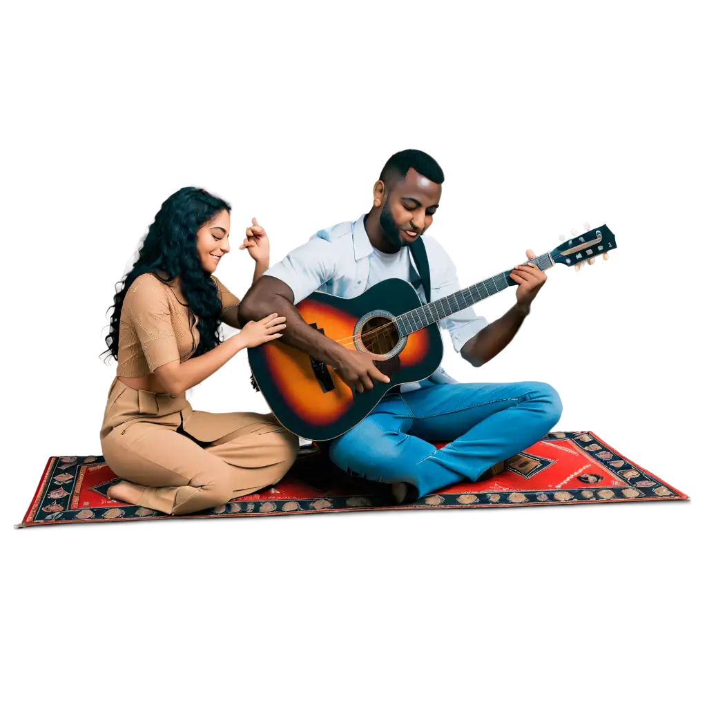 Captivating-PNG-Image-Talented-Saudi-Musician-Serenades-Enthralled-Audience-in-Mud-Room-Setting