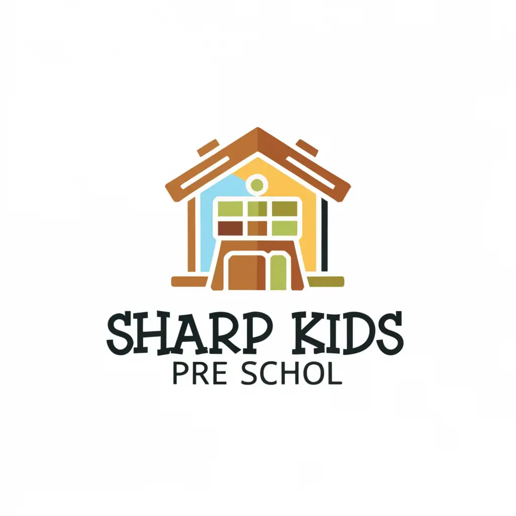 a logo design,with the text "Sharp Kids pre school", main symbol:School,Moderate,be used in Education industry,clear background