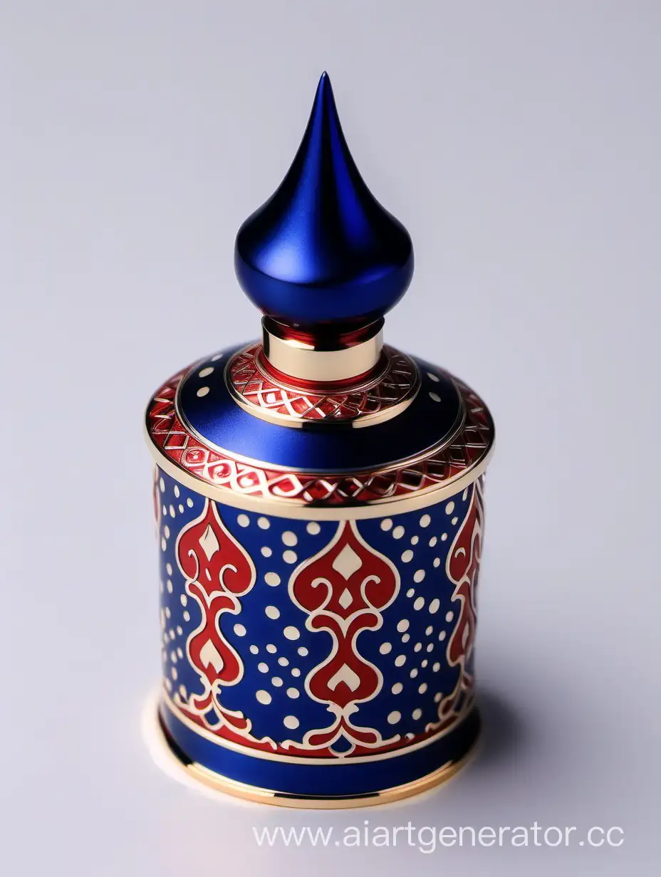 Luxurious-Zamac-Perfume-Bottle-Cap-in-Shiny-Dark-Blue-with-Elegant-Arabesque-Pattern