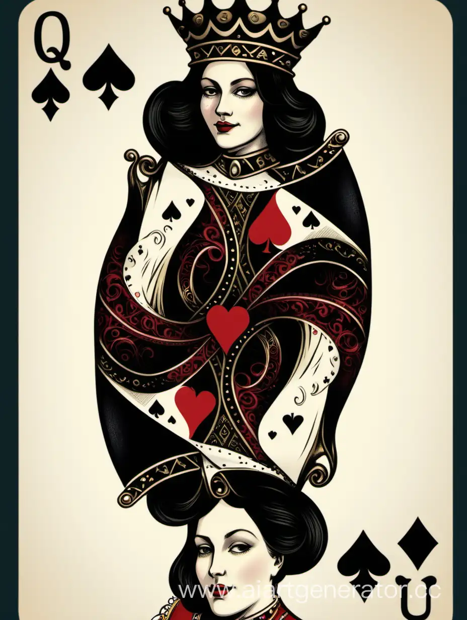 Queen-of-Spades-Playing-Card-with-Girls