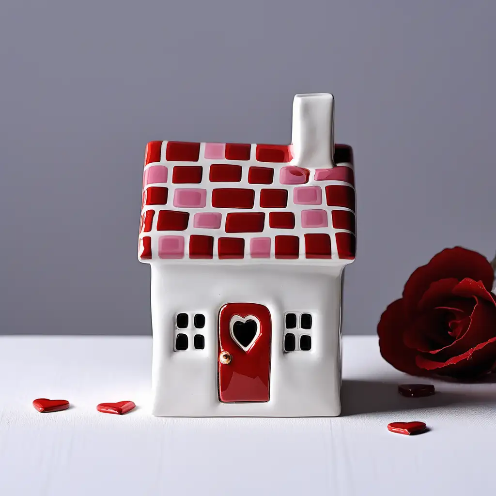 Charming Valentines Day Ceramic Square Small House