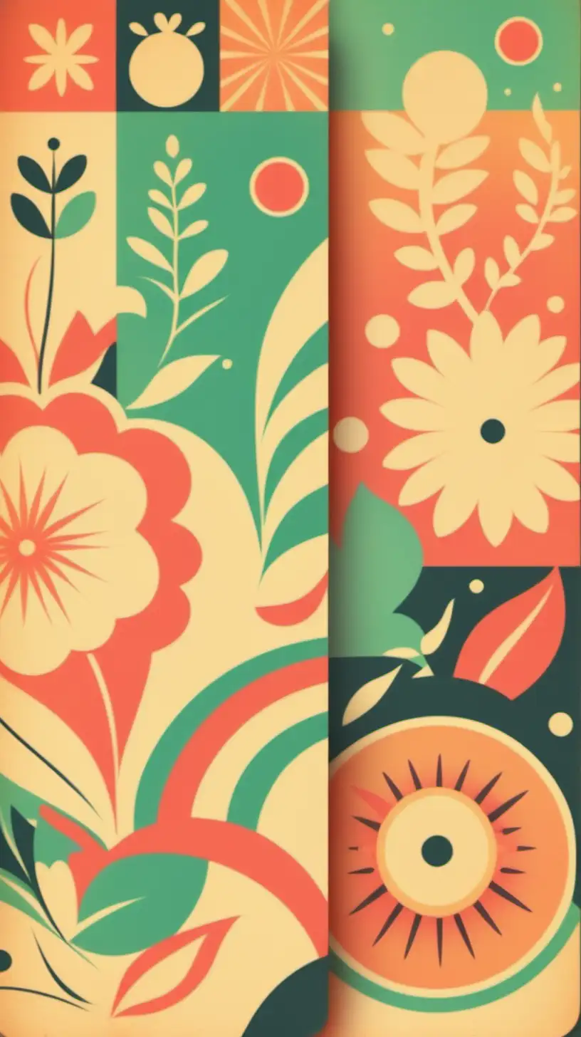 create an image of bright colors with retro design elements