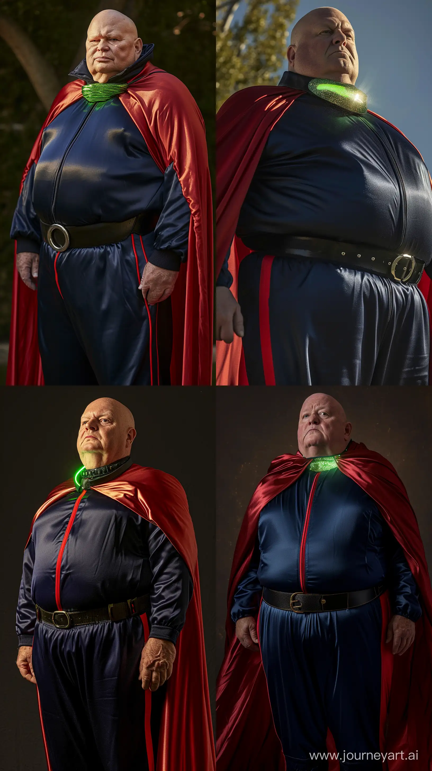 Stylish-70YearOld-Man-in-Glowing-Green-Collar-and-Red-Cape