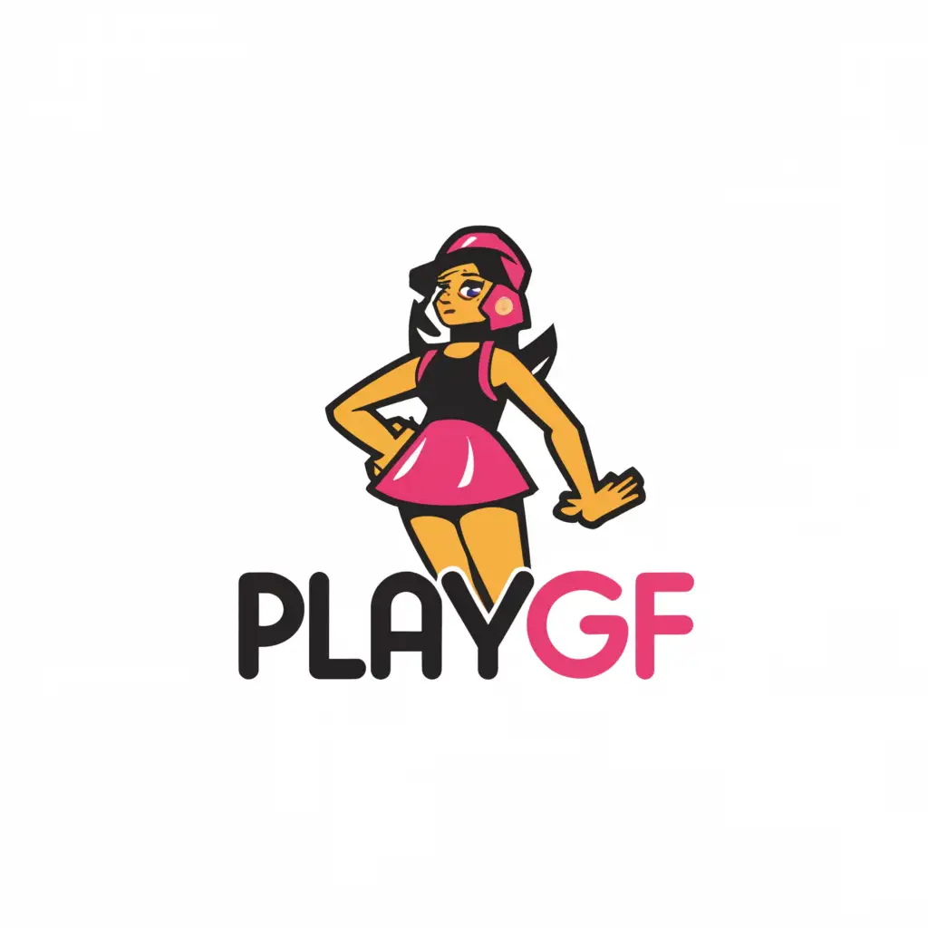 LOGO-Design-for-PlayGF-Super-Short-Skirt-Cam-Girl-Theme-on-Clear-Background