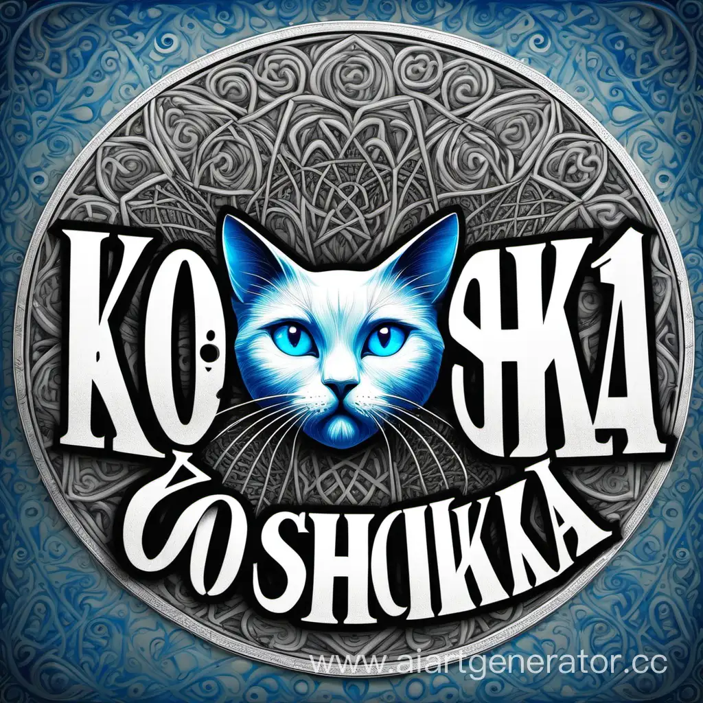 в центре надпись Кошечка01 на фоне голубые глаза кошки