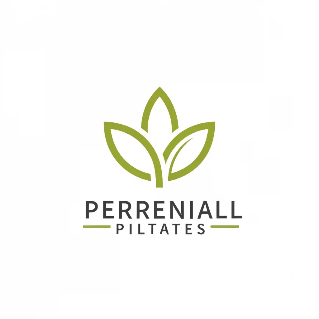 a logo design,with the text 'Perennial Pilates', main symbol:leaf,Minimalistic,clear background