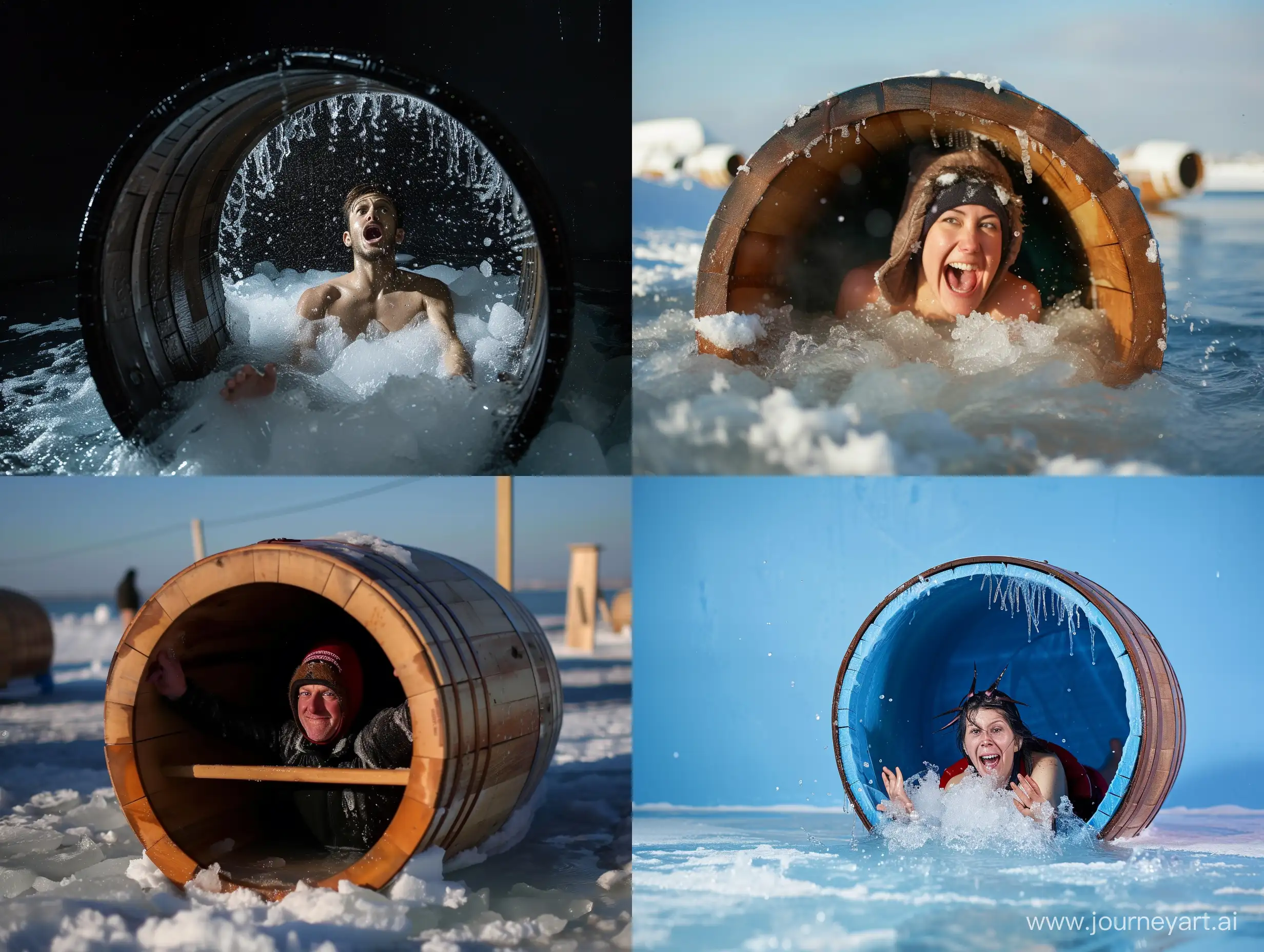 picture of someone in a cold plunge barrel
