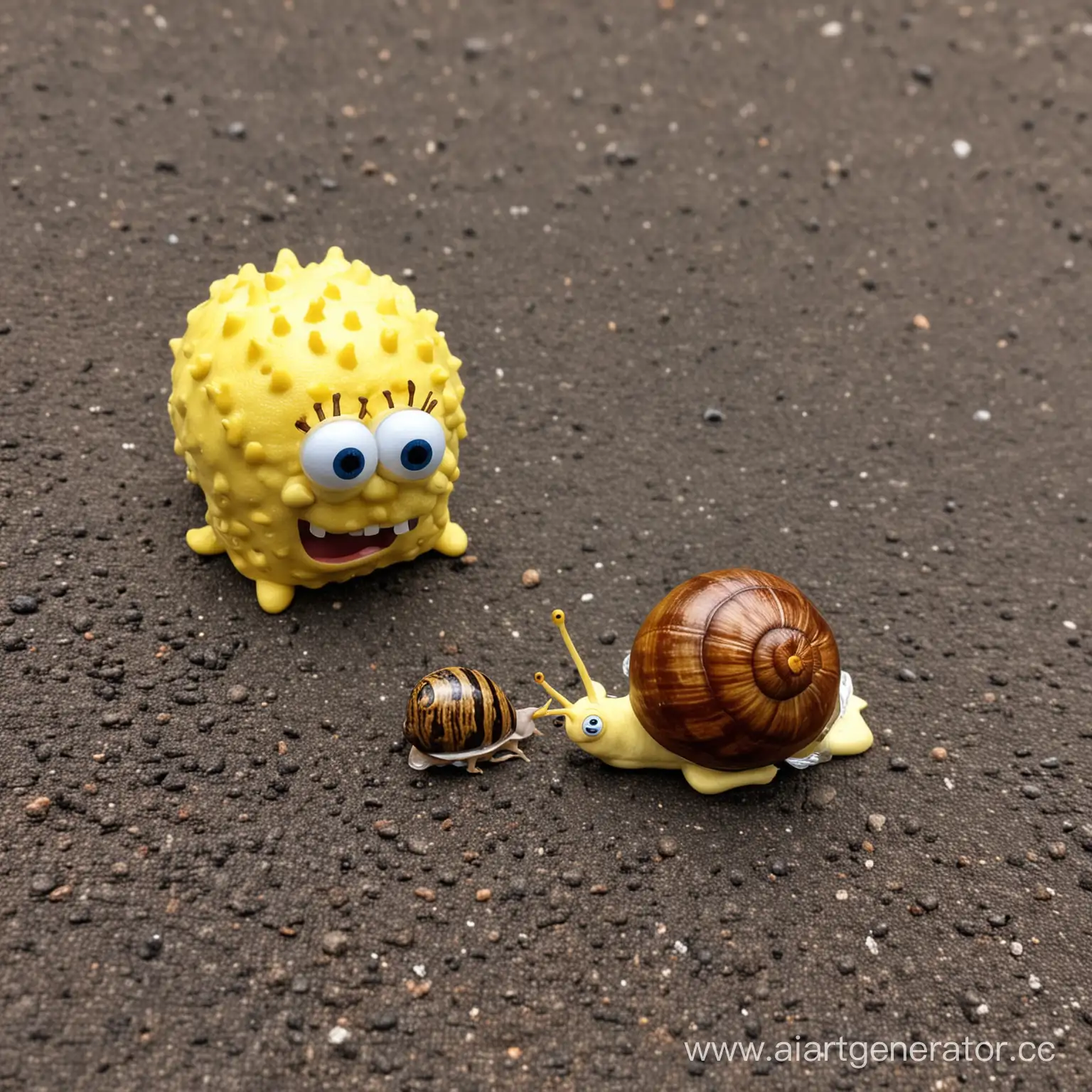 spongebob with his pet snail gary

