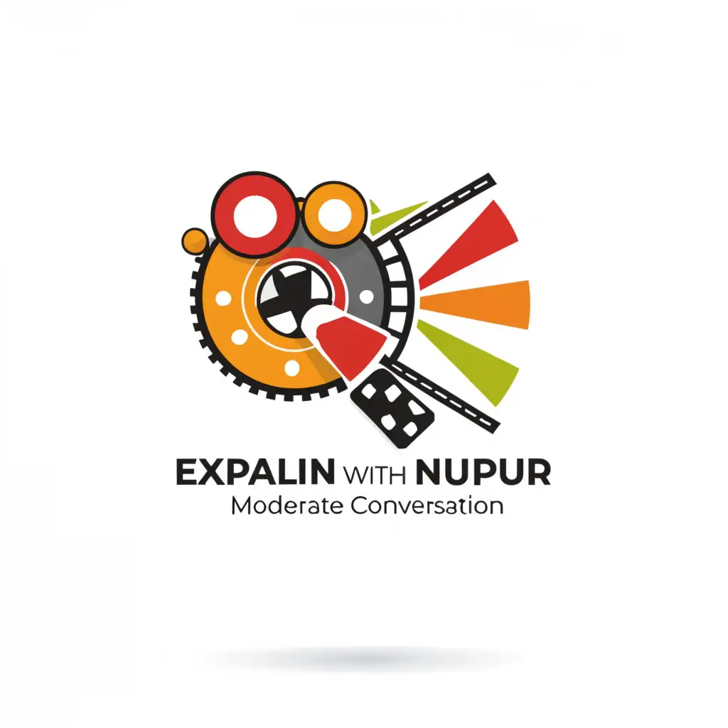a logo design,with the text "Explain With Nupur", main symbol:Movie,Moderate,be used in Entertainment industry,clear background