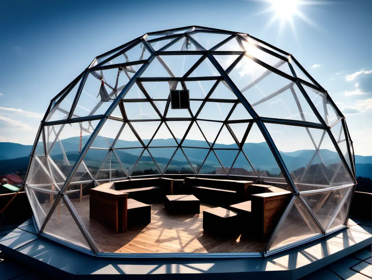 Event in Transparent Geodesic Dome Lomnicky tt View from Tatranska Lomnica