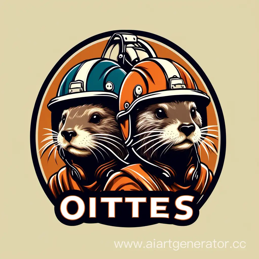 Playful-Otters-Sporting-Helmets-in-Unique-Logo-Design