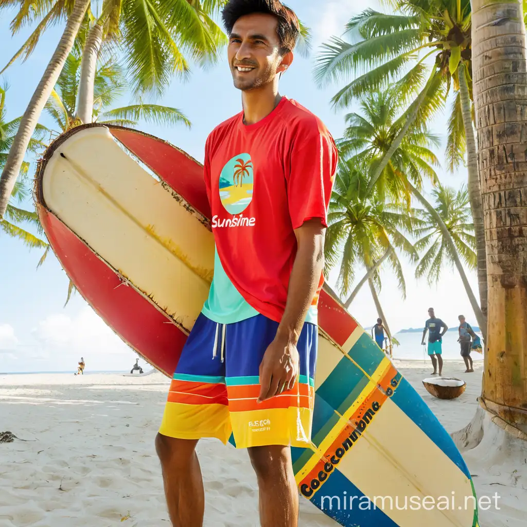 Sunny Seaside with Coconut Trees and Clear Skies