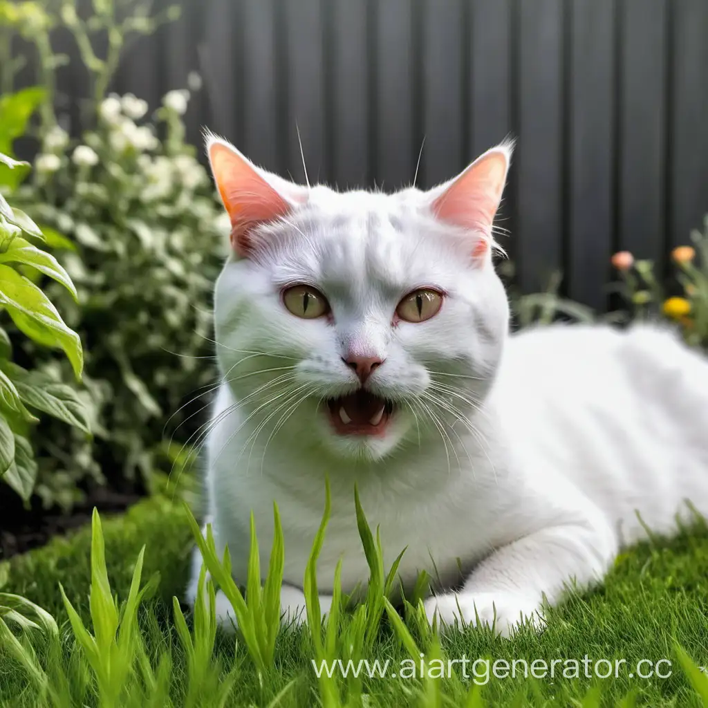 счастливый кот в саду
