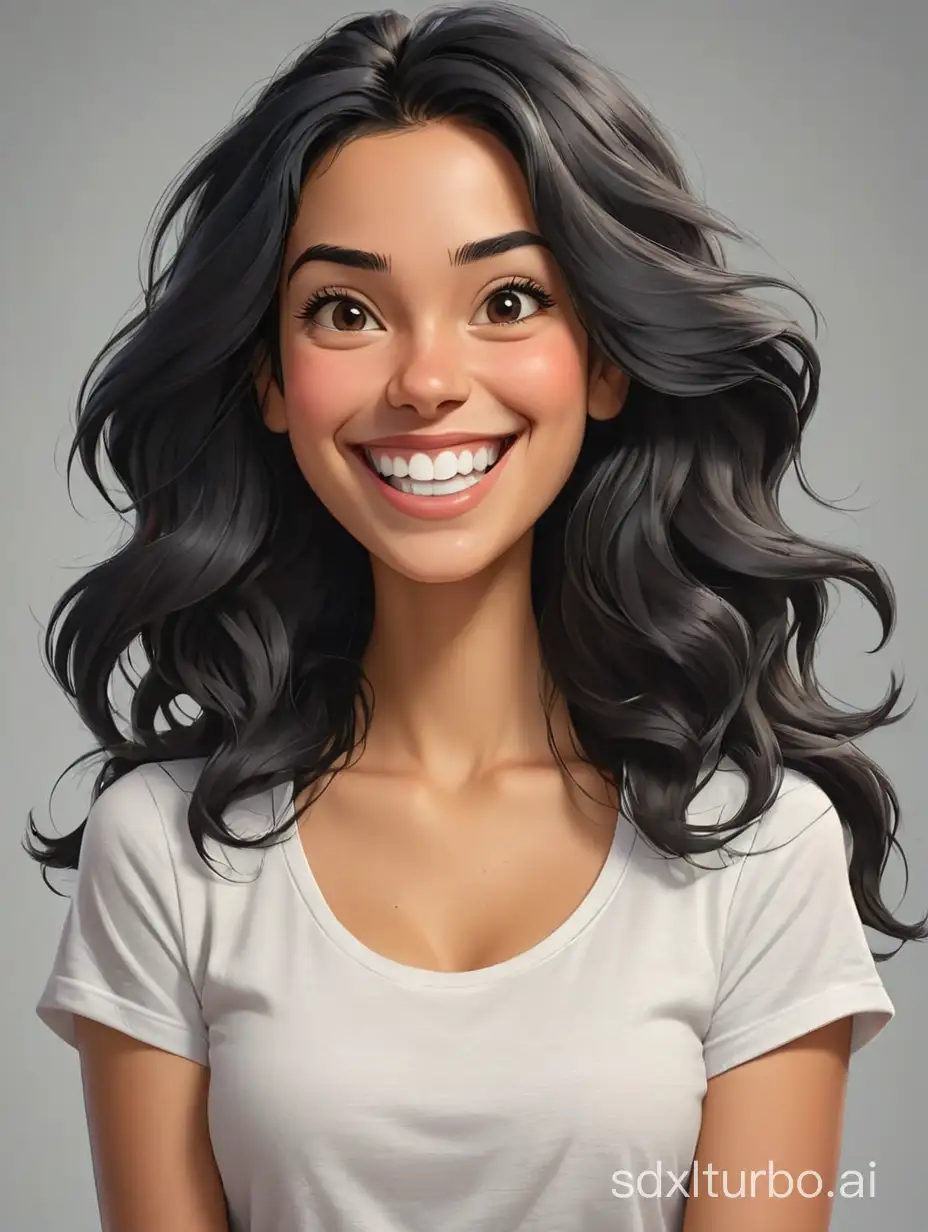 Cheerful-Young-Woman-with-Long-Black-Hair-in-White-TShirt