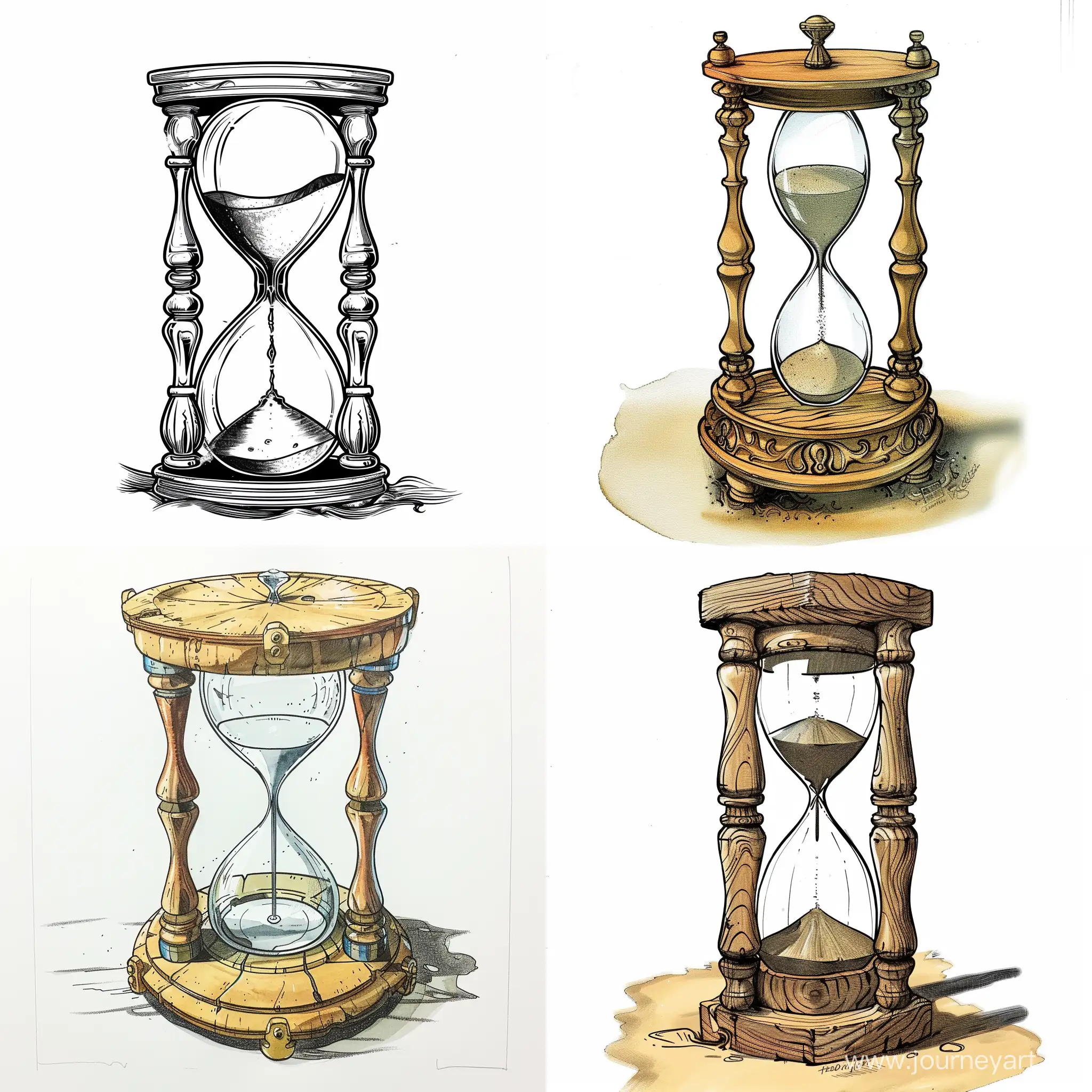 Detailed-Comic-Cartoon-Hourglass-Illustration-on-White-Background-in-Erik-Jones-Style