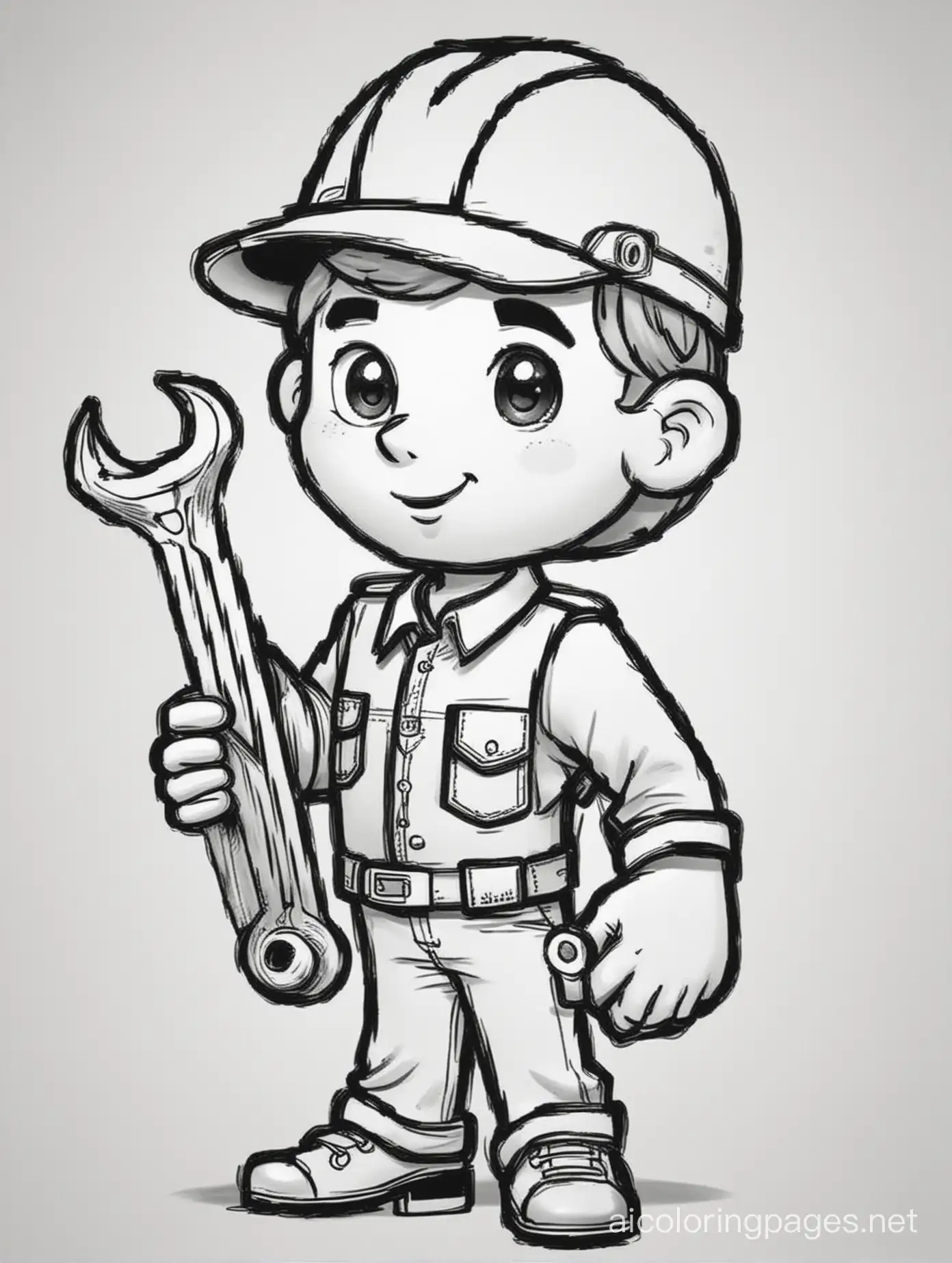 Mechanical-Engineer-Holding-Wrench-Coloring-Page