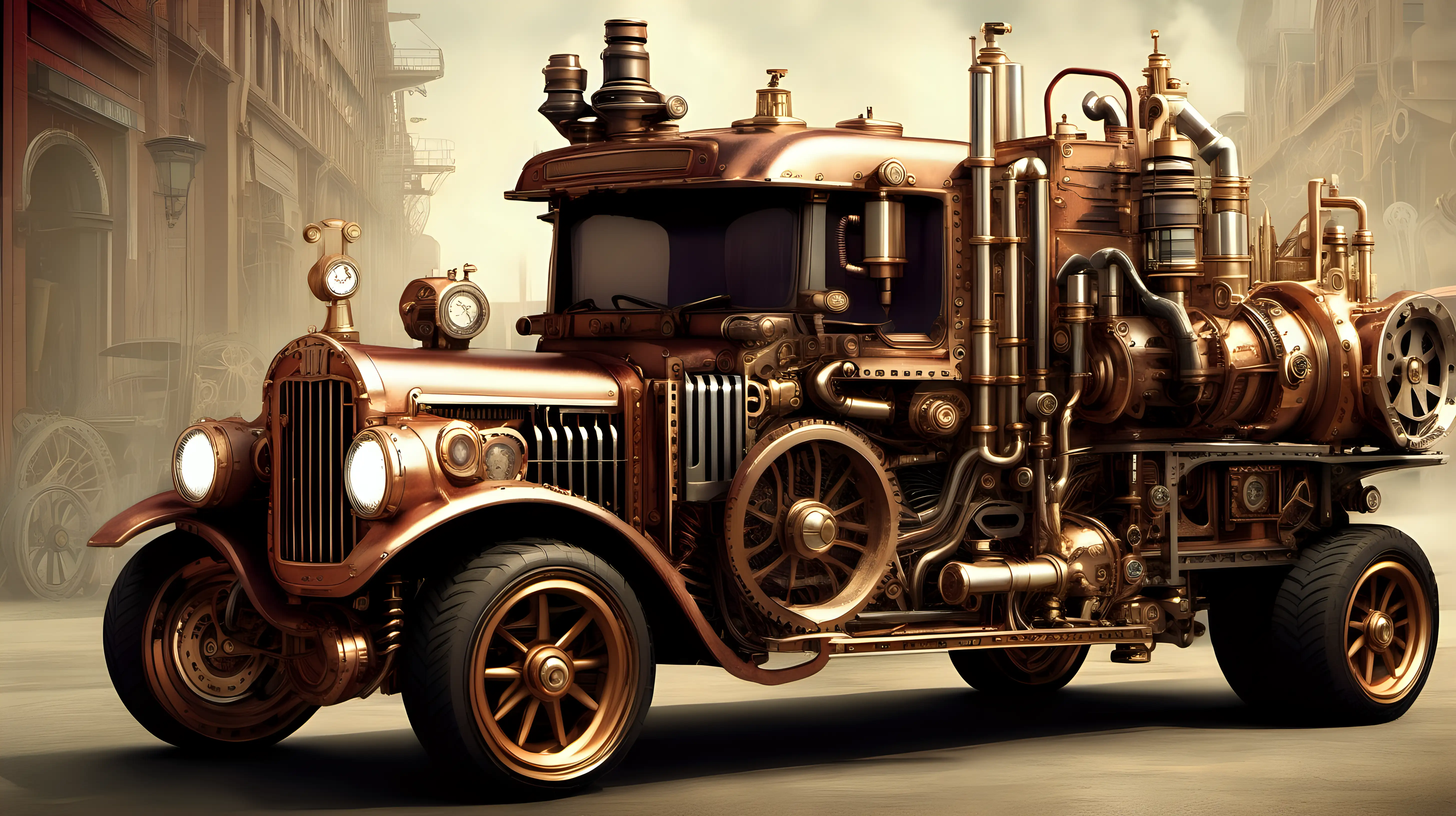 Vintage Steampunk Cars and Trucks Mechanic Workshop