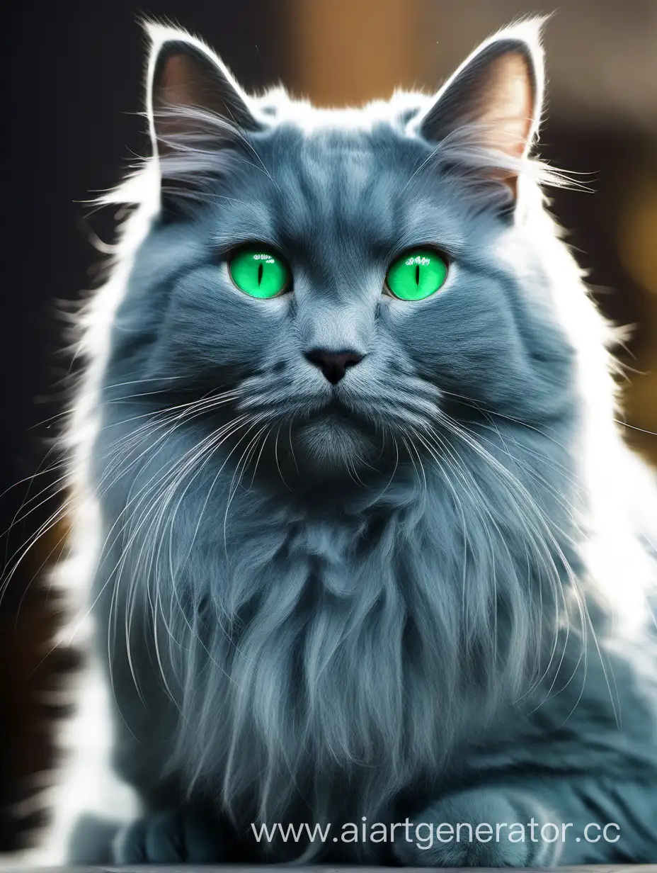 Enchanting-Blue-Cat-Pupsik-with-Lustrous-Green-Eyes-and-Elegant-Ears