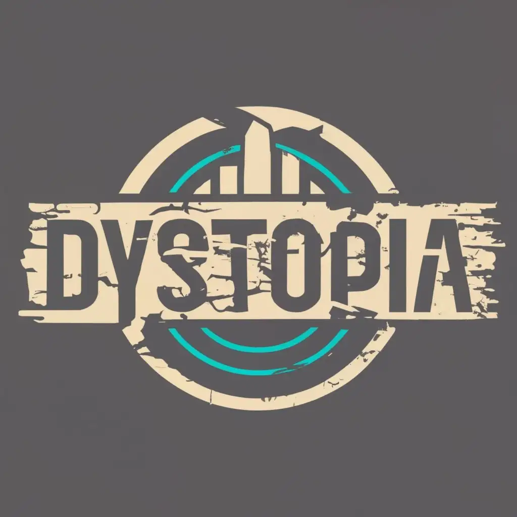 logo, post apocalypse society, with the text "Dystopia", typography