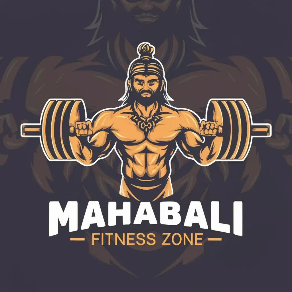 BICEPS LOGO, FITNESS ZONE, with the text "MAHABALI", typography