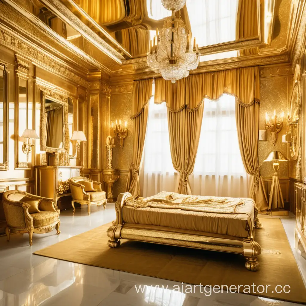 роскошная комната покрытая золотом без кровати

