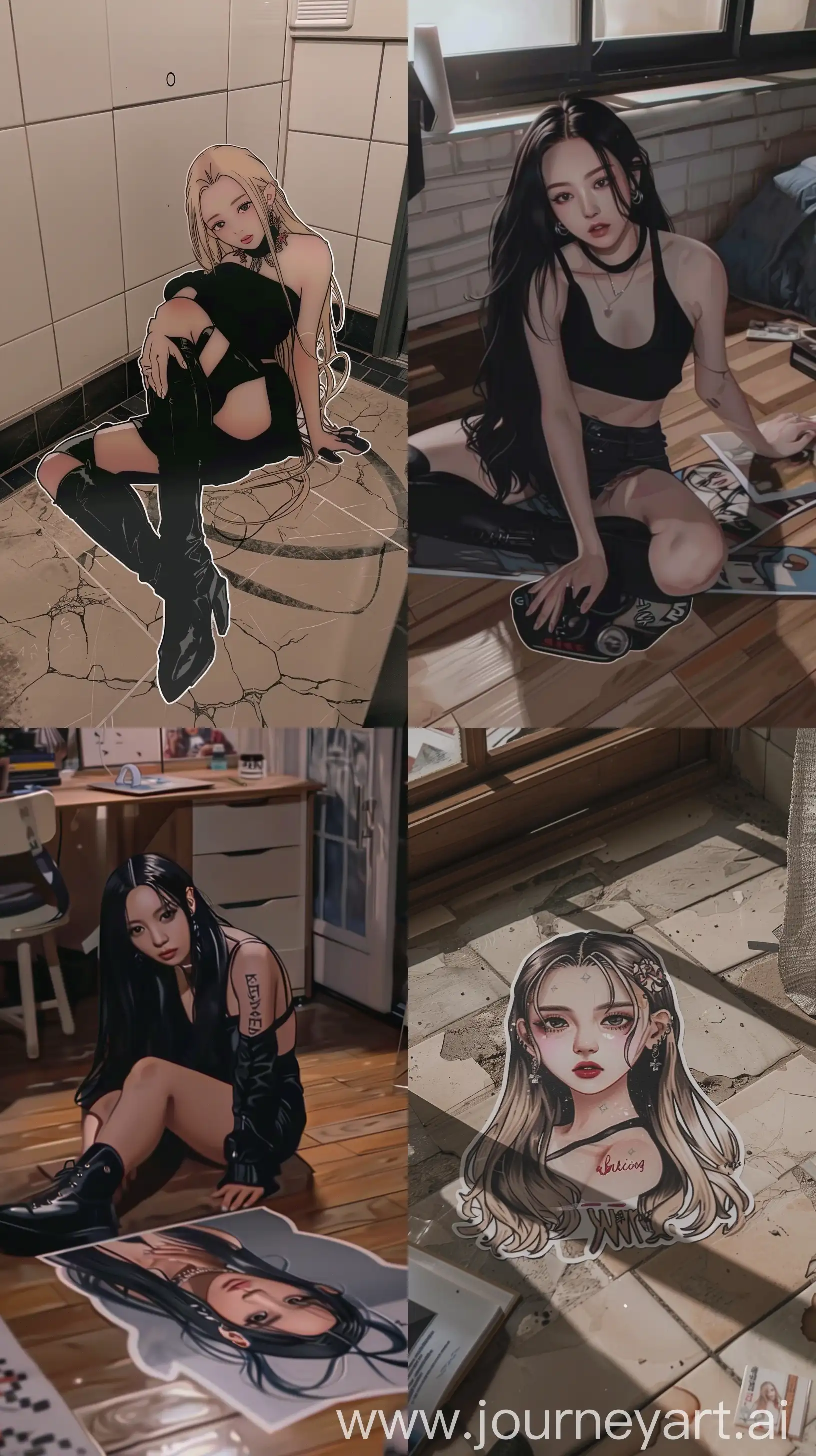 Anime-Blackpinks-Jennie-Sticker-on-the-Floor