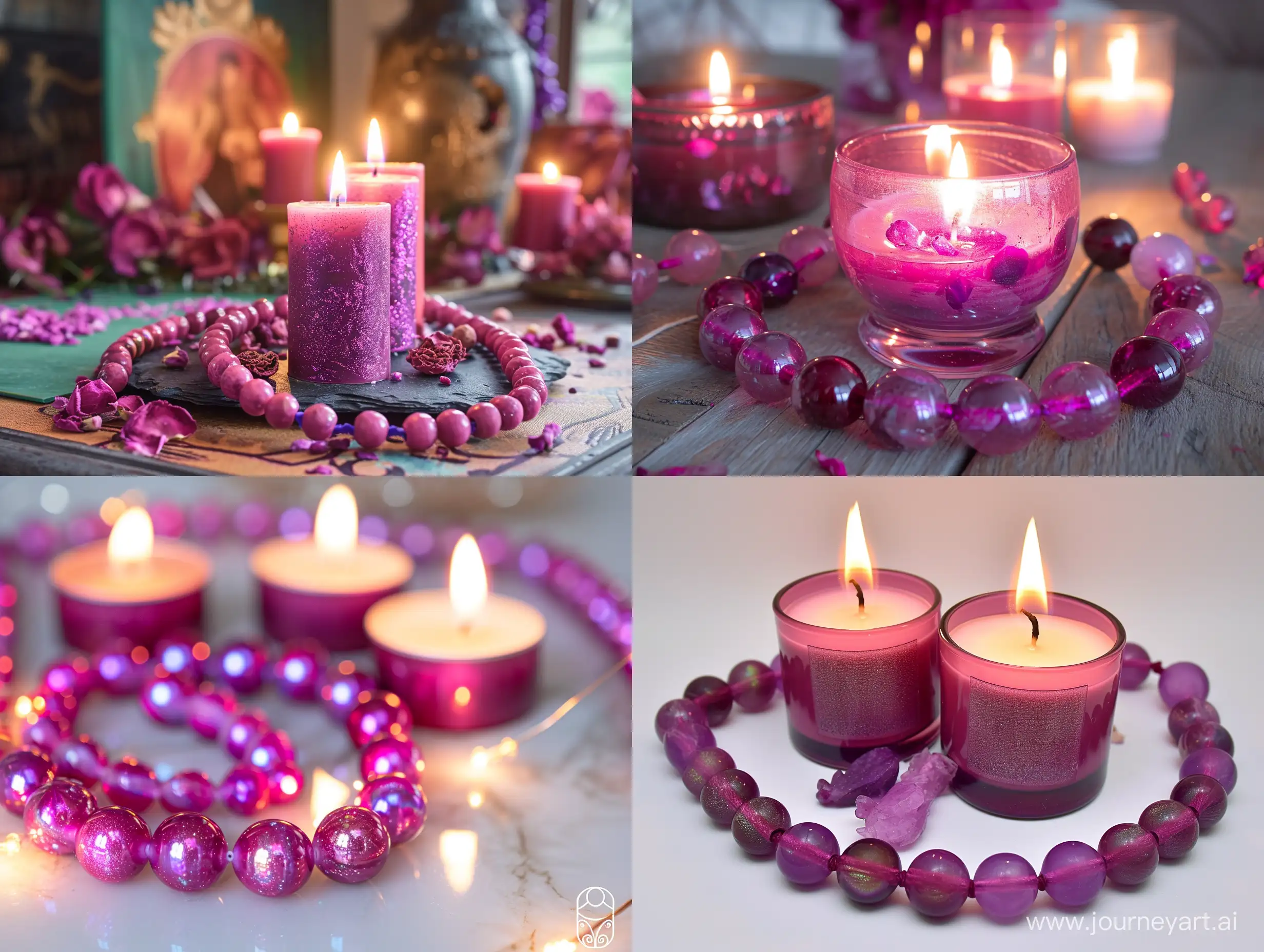 Enchanting-Fuchsia-Magical-Candles-Ritual-with-Iridescent-Beads