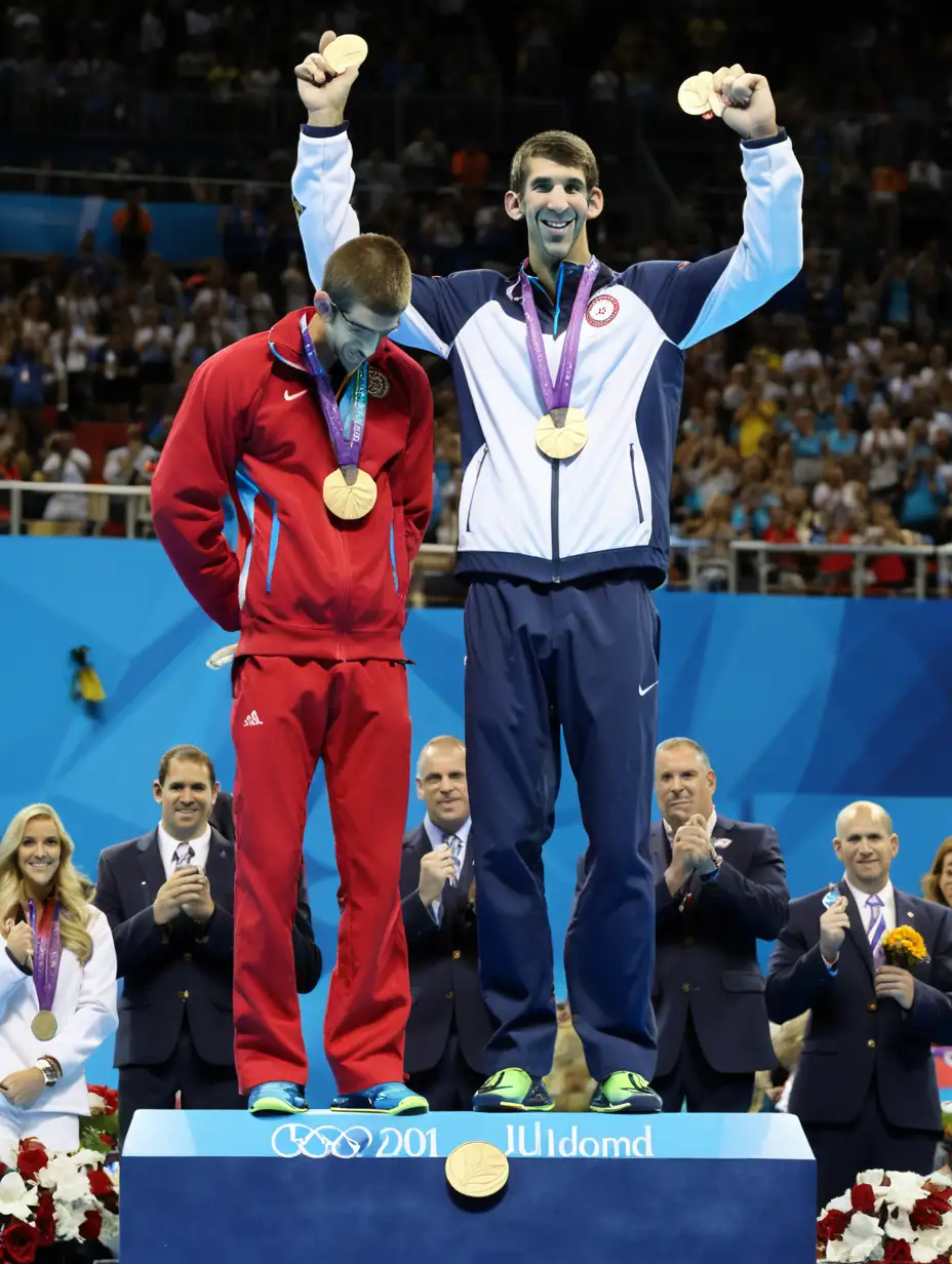 Michael Phelps Triumphs with Gold Medal on the Podium