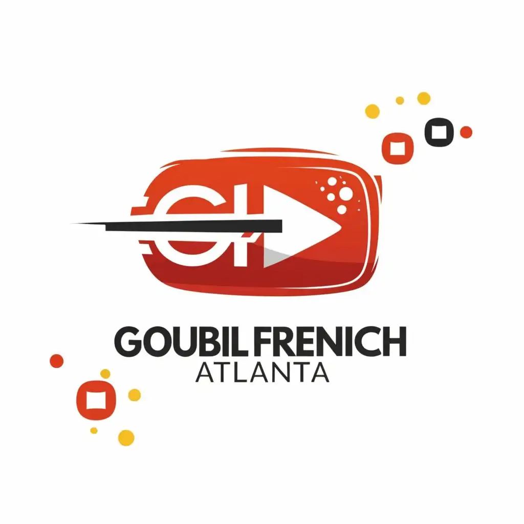 logo, Youtube logo, with the text "GFA Goubil French Atlanta", typography, be used in Technology industry
