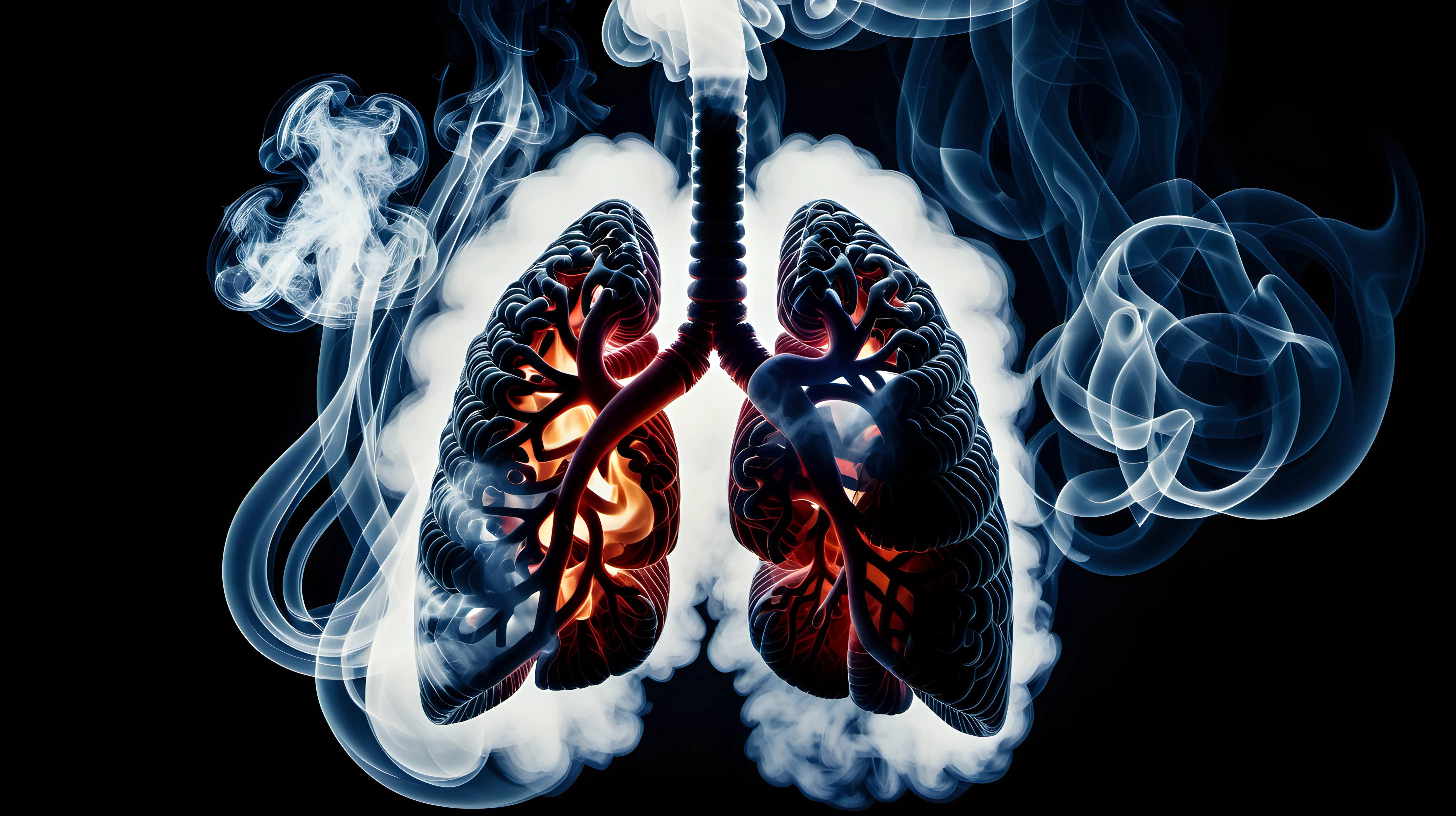 Menacing Smoke Surrounding Damaged Lungs Symbolic AntiSmoking Concept
